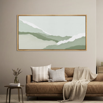 «Minimal Landscape Abstract Texture Green and White», reproduction sur toile