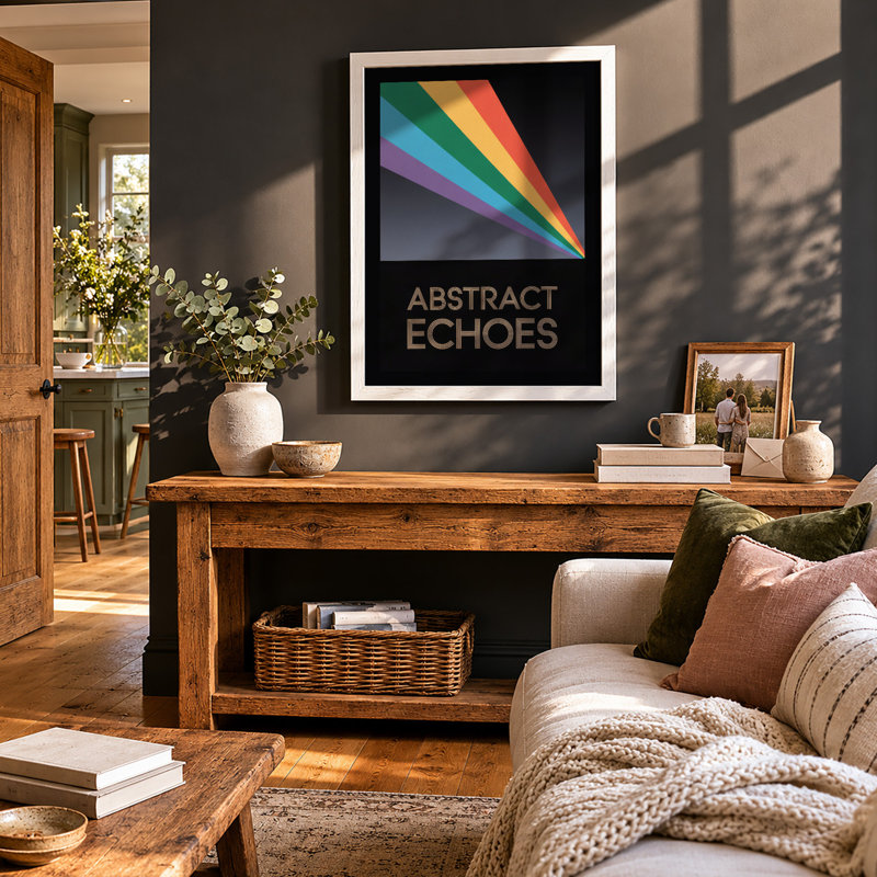 Chromatic Convergence Geometric - Framed Print, A2 - 59.4 x 42.0 cm, White