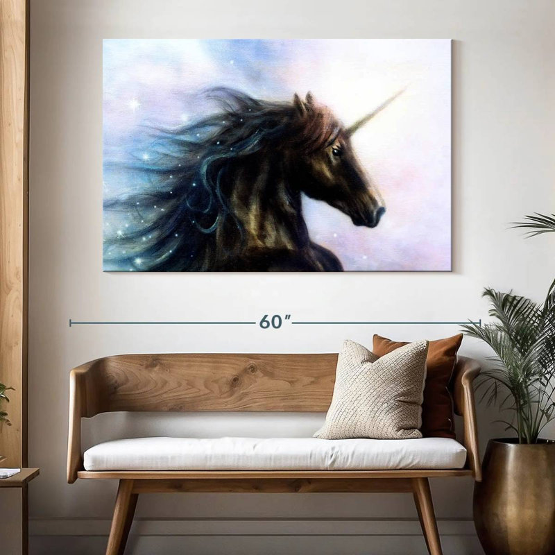Kelan Black Unicorn, 34" H x 51" W