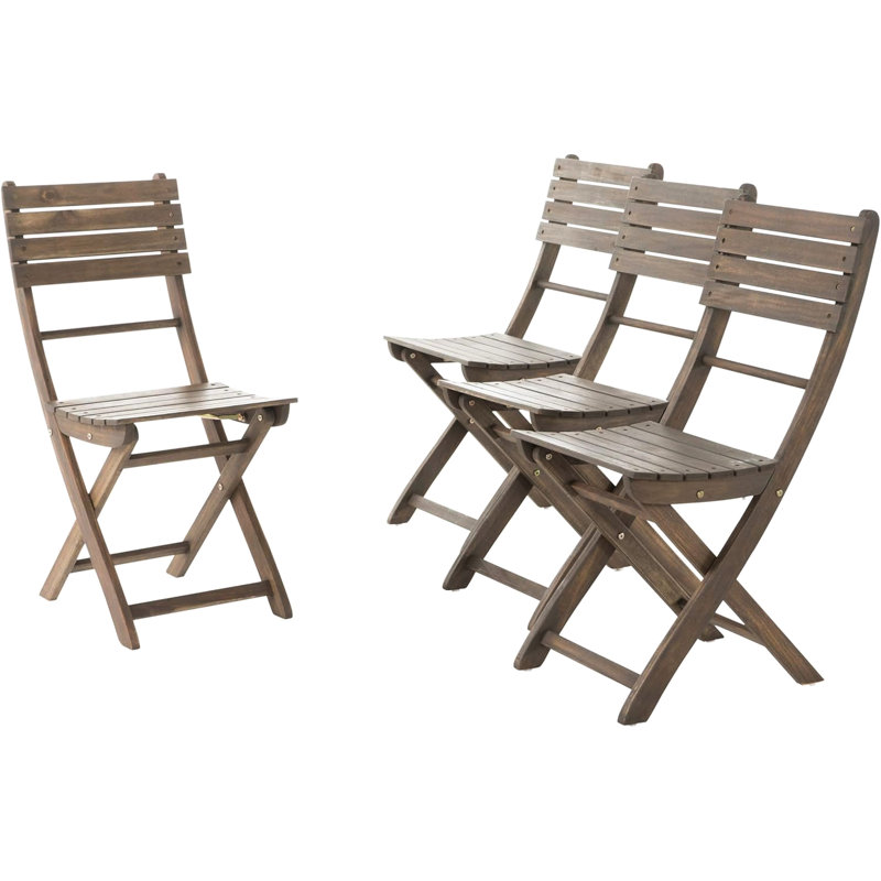 De 2 chaises pliantes, bois, gris et bois résistant à l'eau, faciles à ranger, 2
