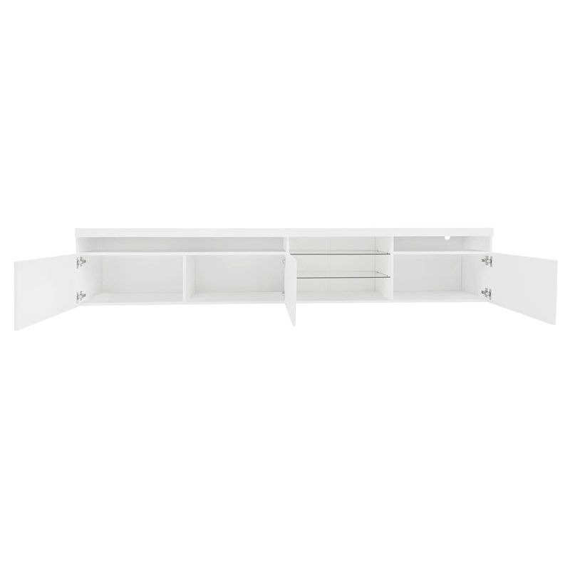 Meuble télé polyvalent avec lumières DEL, Blanc