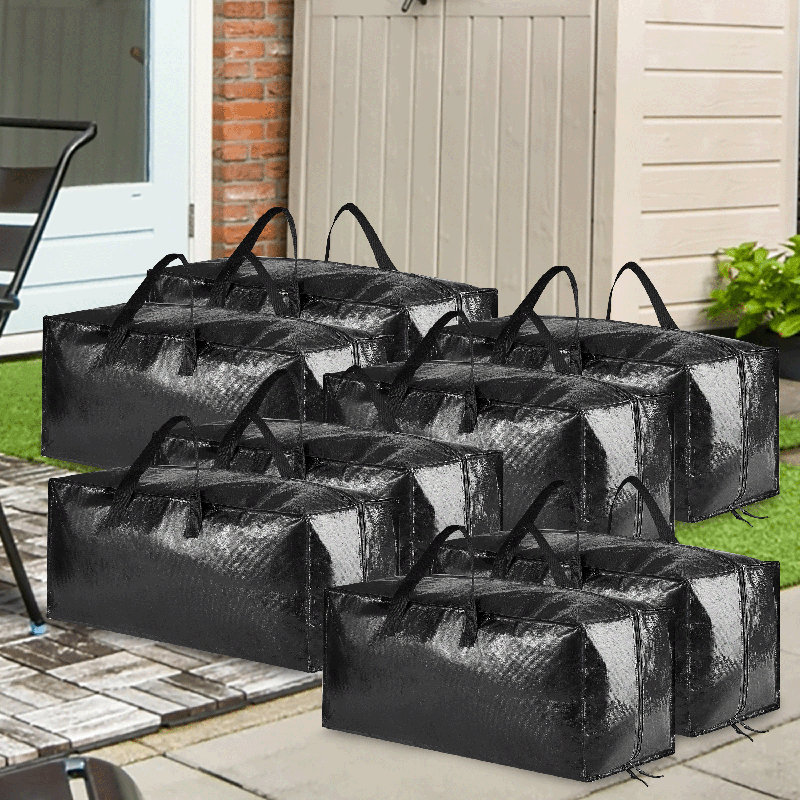 8 Pack Heavy Duty Moving Bags - Extra Large Storage Totes with Backpack Straps, Strong Handles & Zippers, Alternative to Moving Boxes, Black