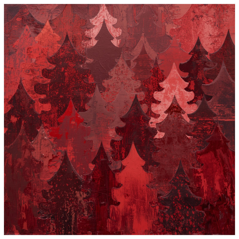 Red Christmas Trees Pattern Duvet Covers, King