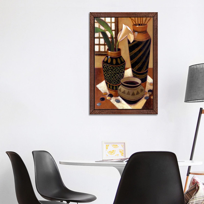 Still Life With African Bowl by Keith Mallett - Painting on Canvas, 152.5 cm H x 101.5 cm W, Brown Framed