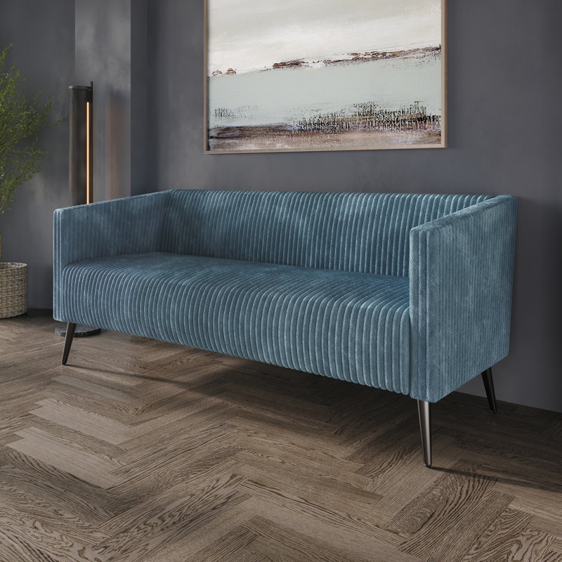 Schermick Corduroy 74.21'' Upholstered Sofa, Blue