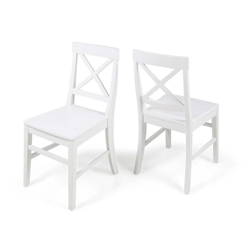 Ensemble de 2 chaises de salle à manger en bois d'acacia Roshan Farmhouse, Blanc