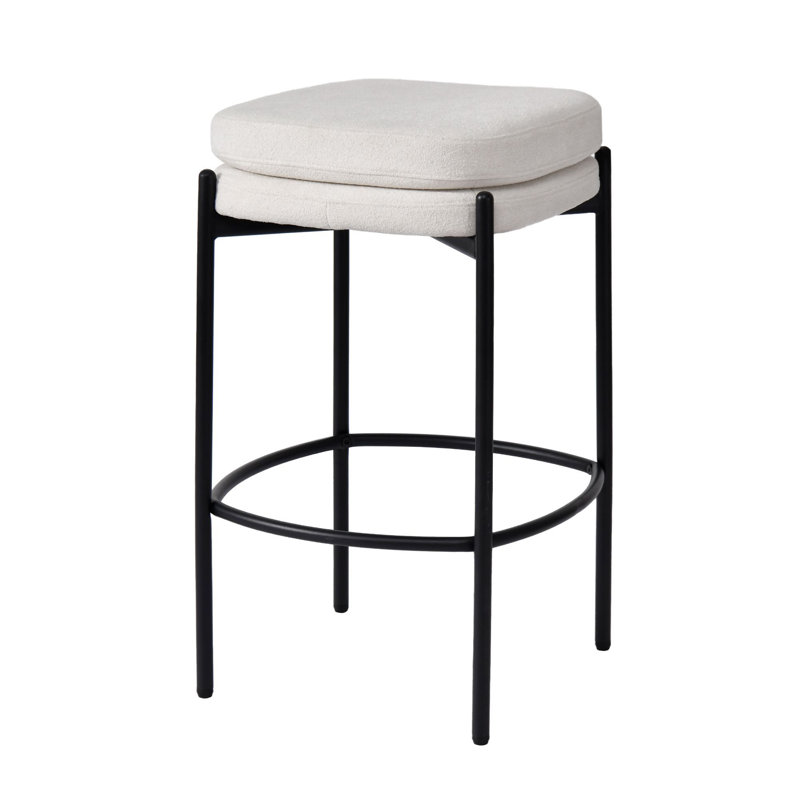 Tabouret de comptoir rembourré Opaline, beige clair (ensemble de 2)