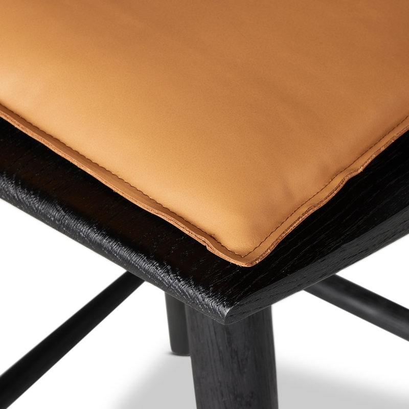 Lewis Swivel Upholstered Stool with Solid Wood Frame, Counter Stool (26.98" Seat Height), Whiskey Saddle/Top Grain Leather