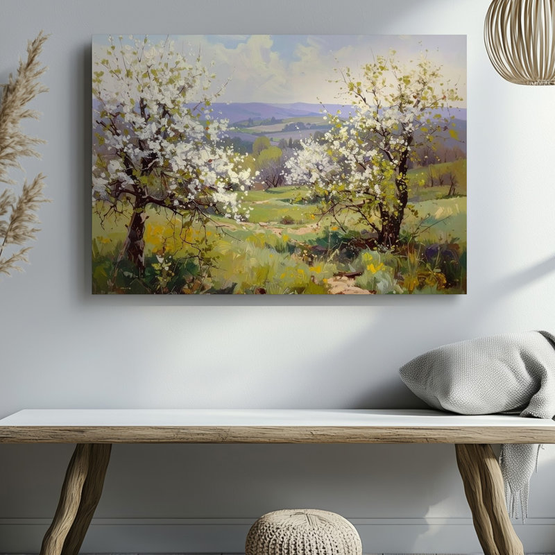 Impression sur toile, "Spring Orchard In Bloom", paysage impressionniste d'arbres en fleurs, H 9 po x l 12 po