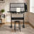 Hand Crank Adjustable Drafting Table, Black, with 2 Metal Drawers & Stool