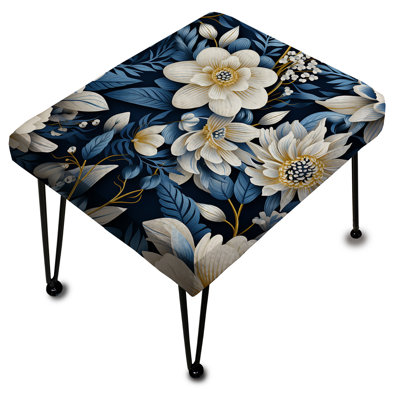 Motif floral blanc et bleu Magnolias Charm - repose-pieds rectangulaire floral