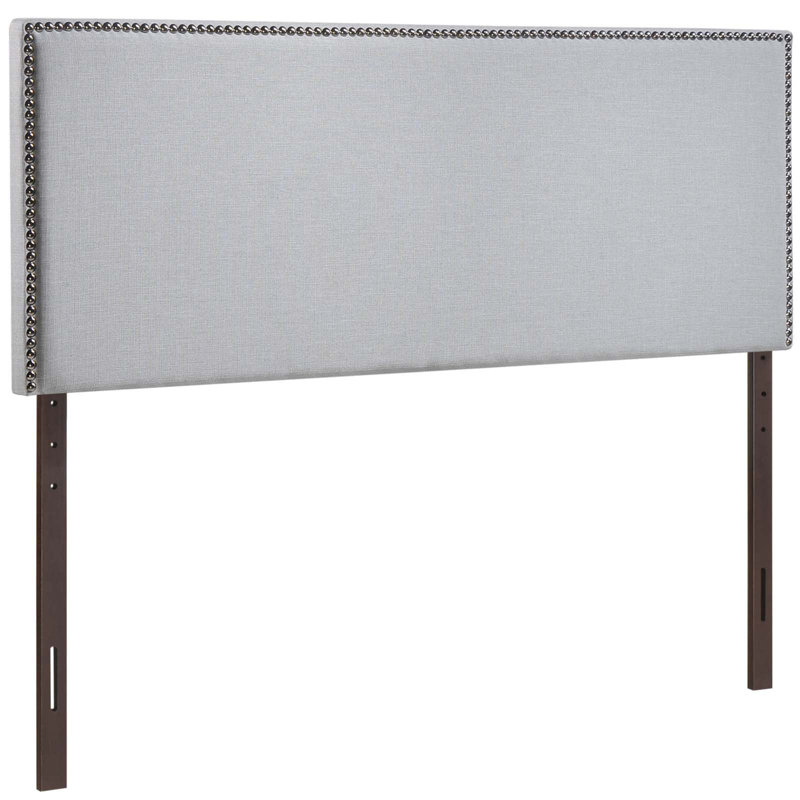 Tête de lit tapissier cloutée, Gris, Très grand