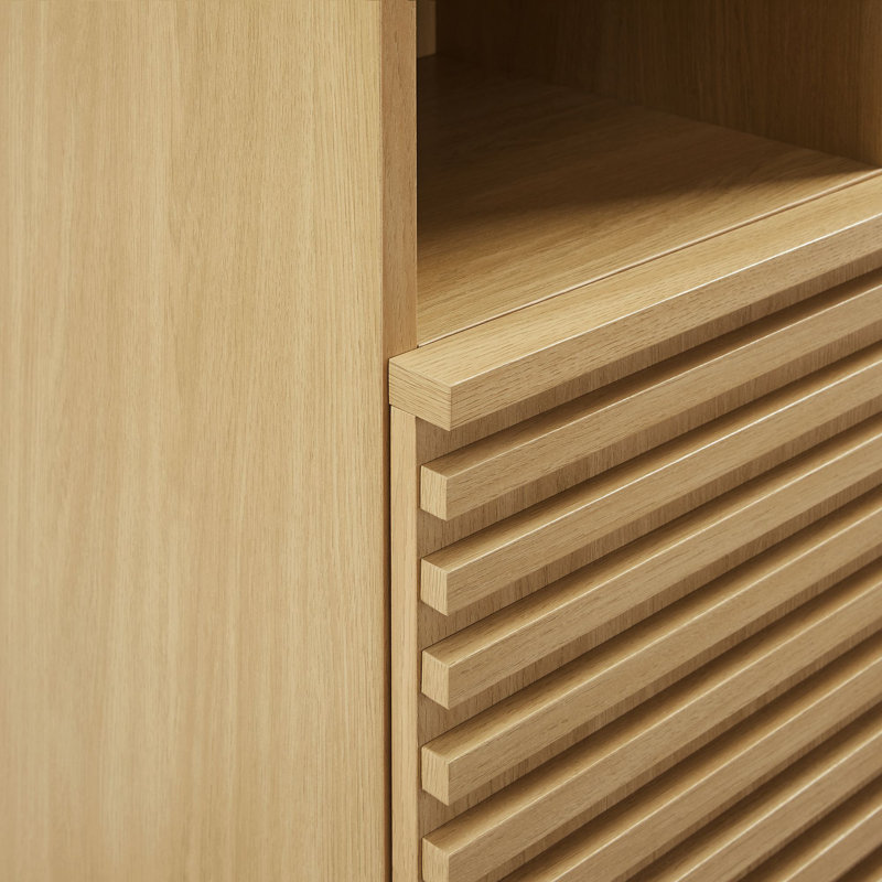 Tall Oak Bathroom Storage Cabinet with Adjustable Shelving