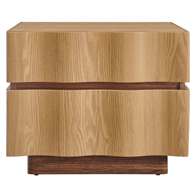 Isola 2 Drawer Nightstand In Light Oak Walnut, Light Oak Walnut