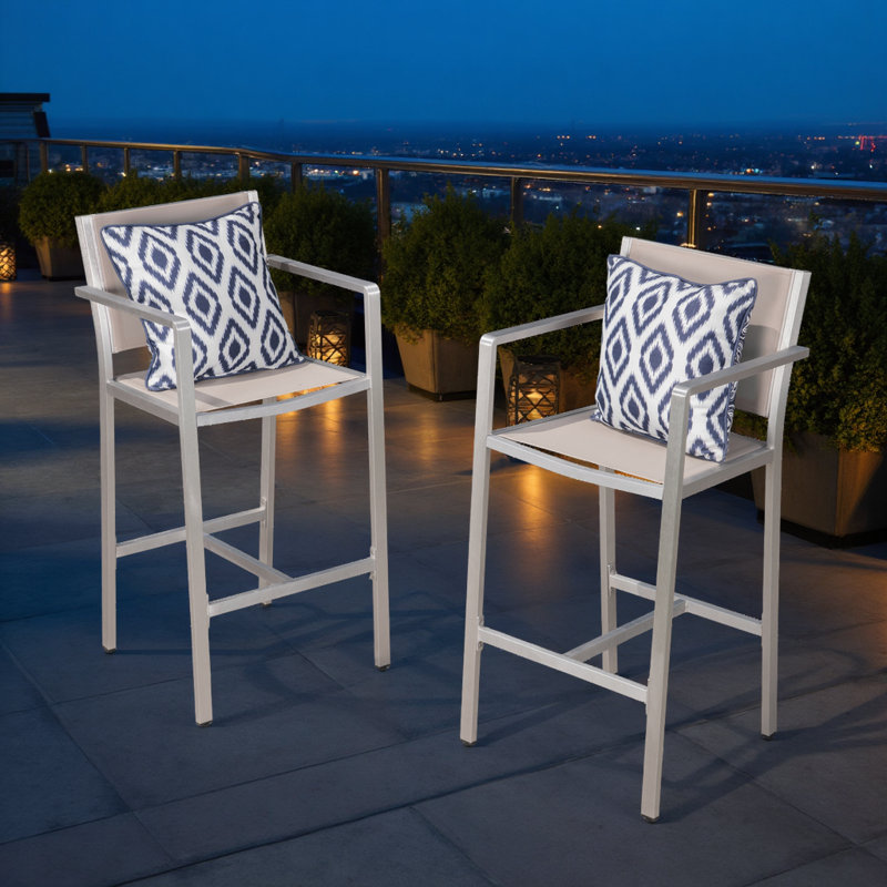 Ensemble de 2 paires de tabourets de bar - Tabourets à cadre en aluminium de 45 po de hauteur avec siège en filet résistant aux intempéries
