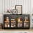 4-Door Large Storage Buffet Cabinet With Glass Doors, Arched Cabinet With Adjustable Shelves For Kitchen, Dining Room And Living Room-22309969