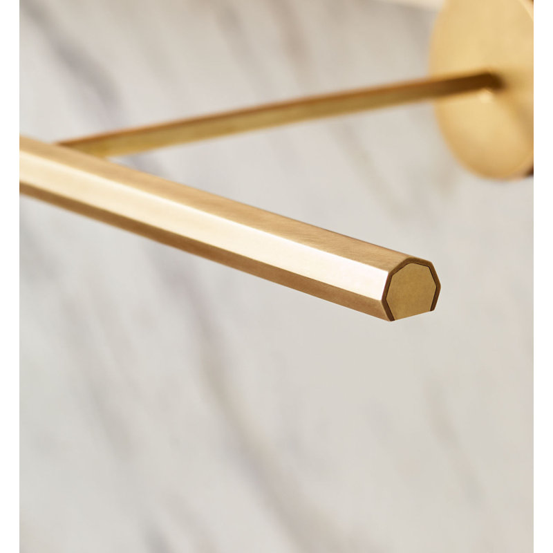 Plural Faceted Picture Light, Hand Rubbed Antique Brass, 0.7" H x 18" W x 8.9" D, 13.5