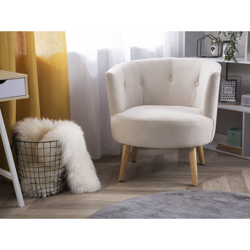 Stetson Upholstered Barrel Chair, Off-White