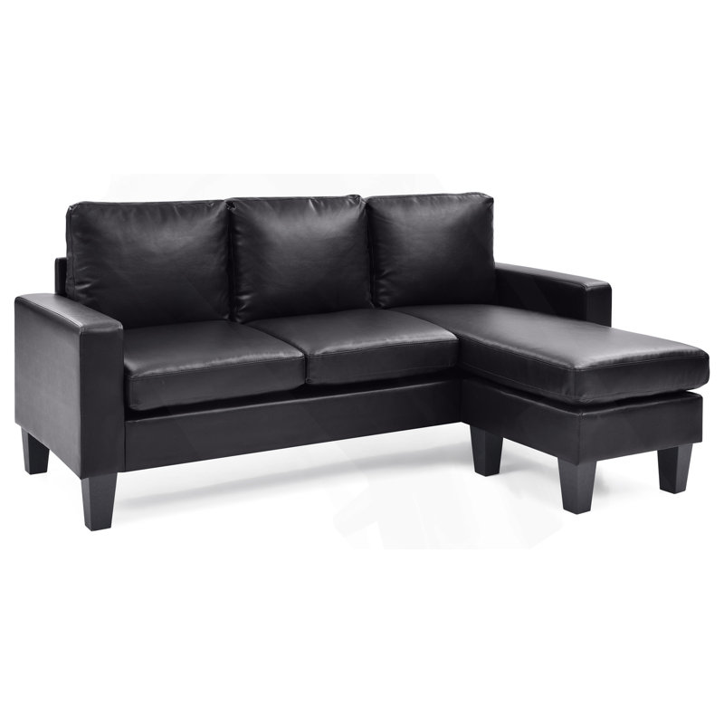 Penta Sandridge Sectional, Black Faux Leather