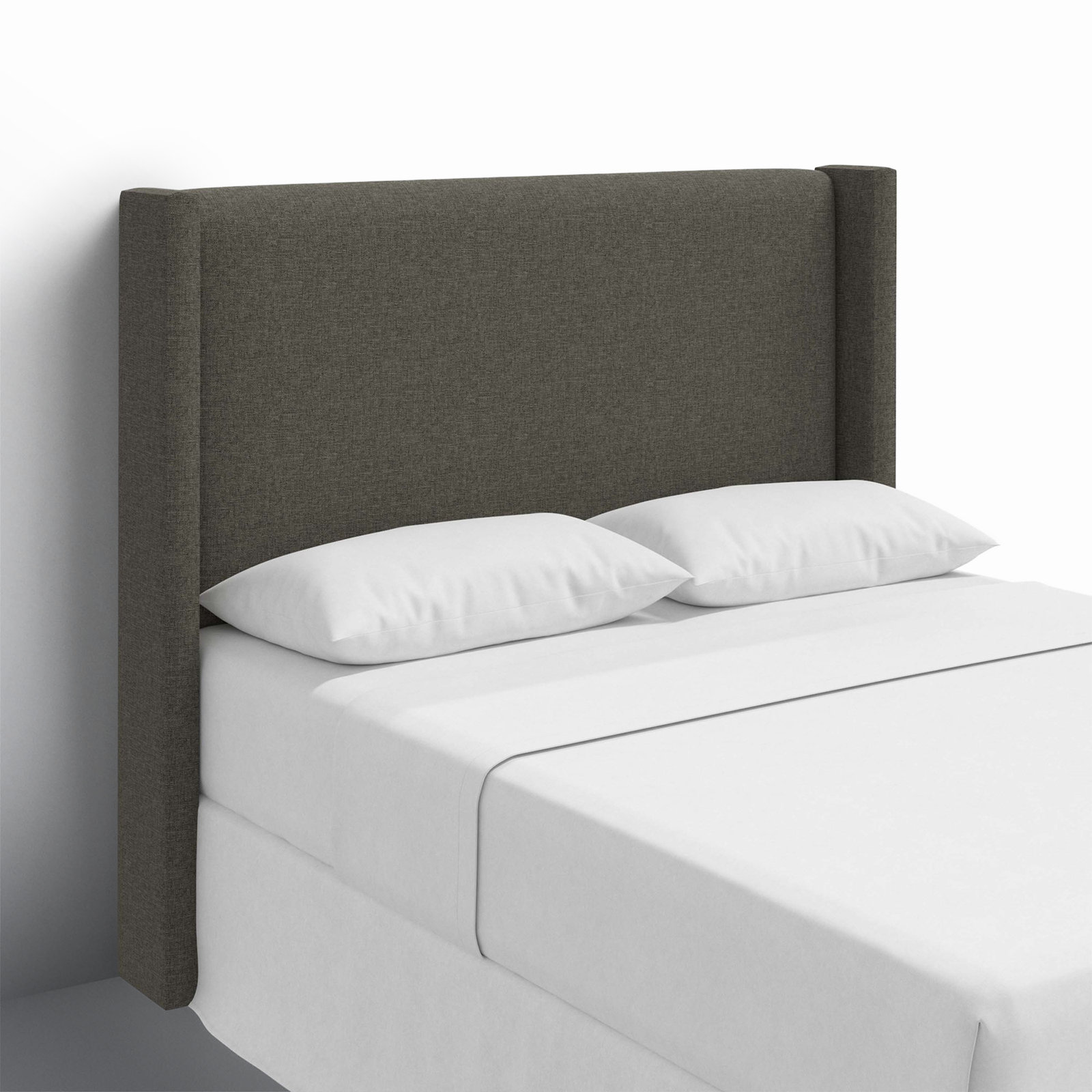 Hanson Pine Headboard, Twin, Zuma Charcoal Textured Linen