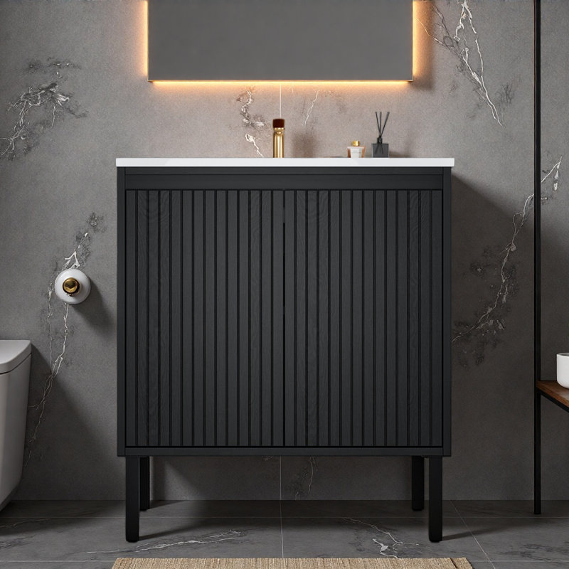 30 Inch Bathroom Vanity With Sink, Floor - Standing Structure For Stability, Soft - Closing Drawers For Noiseless Operation