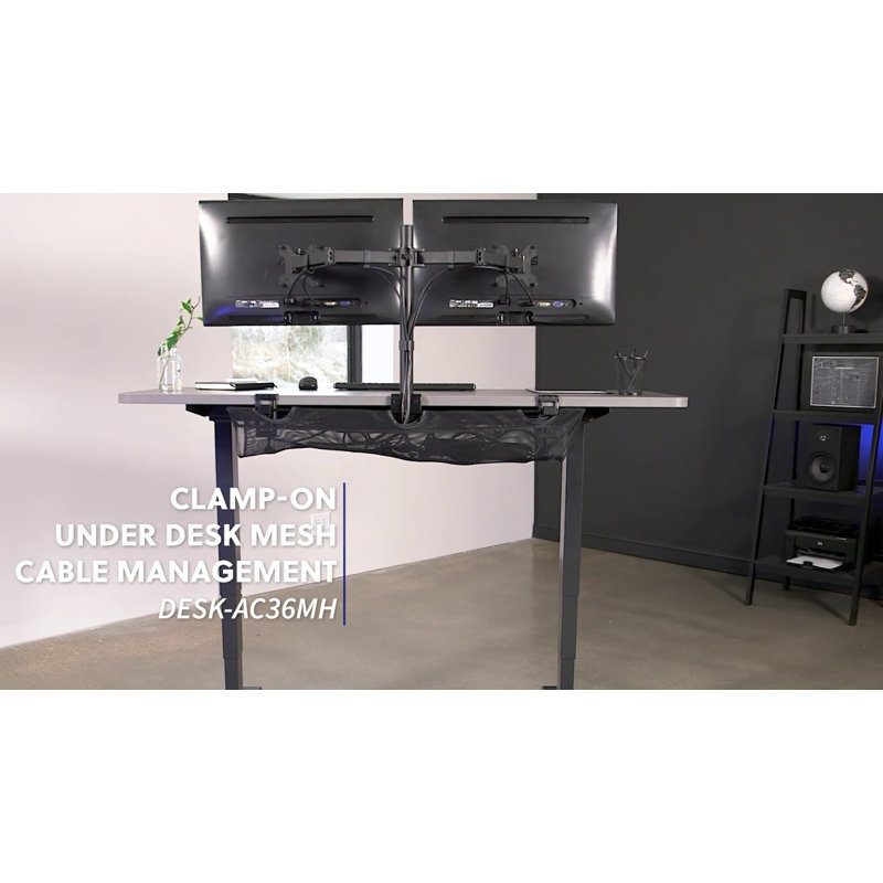Black 36" Clamp-On Under Desk Mesh Cable Management Net