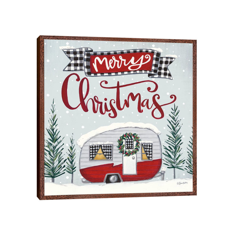 Merry Christmas Camper by Sara Baker - Gallery-Wrapped Canvas Giclée on Canvas, 45.72 cm H x 45.72 cm W, Classic Wood Framed