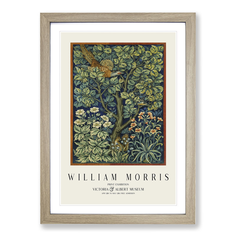 Cock Pheasant by William Morris - Picture Frame Art Prints, Oak, 65cm H x 48cm W x 2cm D