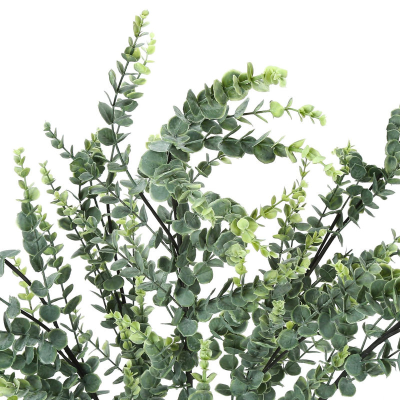 Plante artificielle, arbre d'eucalyptus de 44 po de hauteur, intérieur, faux, faux, plancher, verdure, pot, touche réelle, décoratif, feuilles vertes, pot noir