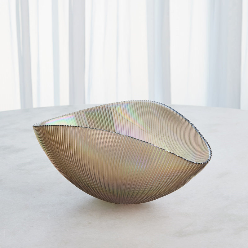Pleated Bowl-Sandy-Med, 7" H x 16" W x 11" D
