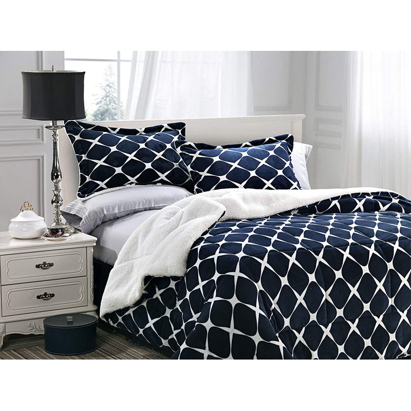 Geometric Shapes Comforter, King Comforter, Navy