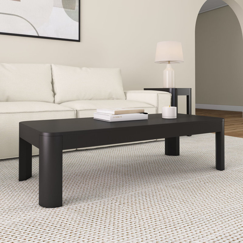 Toriano Solid Wood Single Coffee Table, Black, 15" H x 54" L x 24" W
