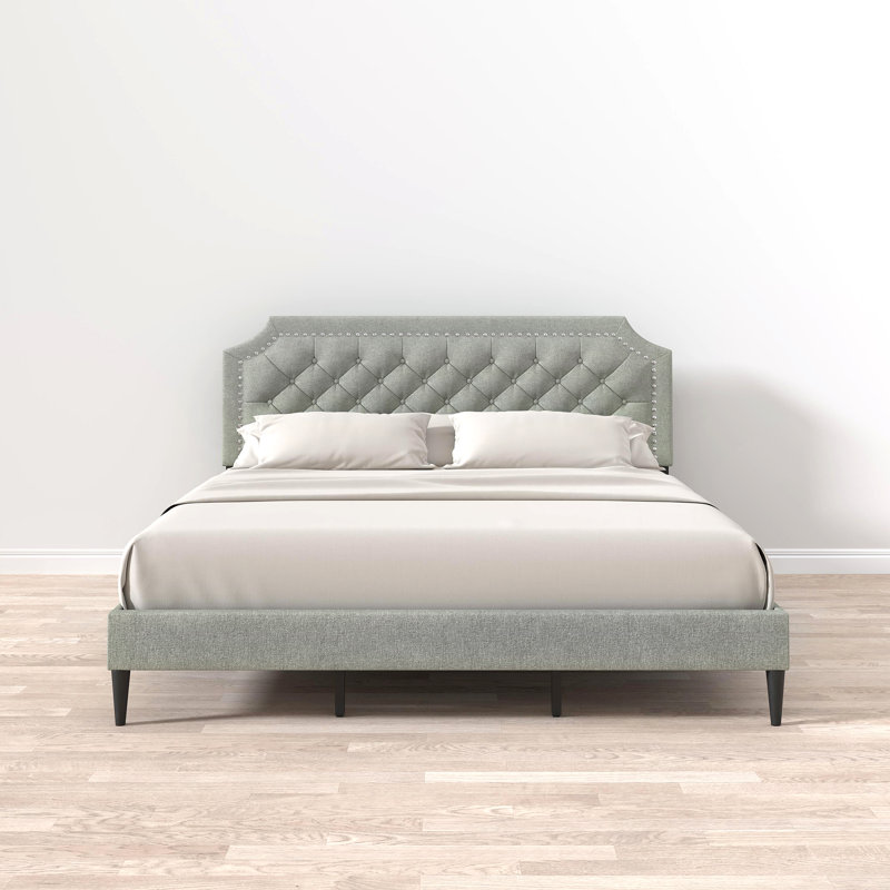 Asenet Upholstered Platform Bed, Stone, King