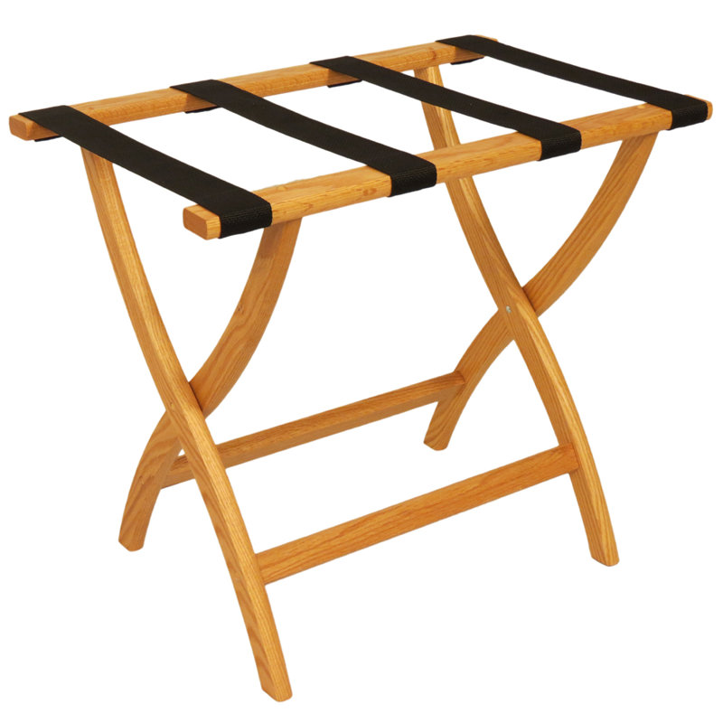 Porte-bagages pliable en bois, Chêne clair, Noir