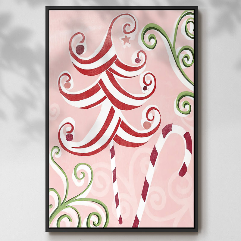 " Candy Cane Holiday I ", Black, 25" H x 17" W x 1.5" D