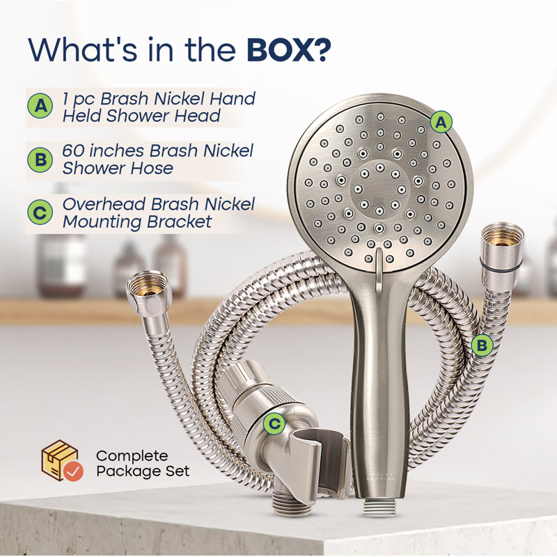 5-Function Massage Shower Head, Handheld Showerhead Easy To Clean Brushed Nickel, Brushed Nickel
