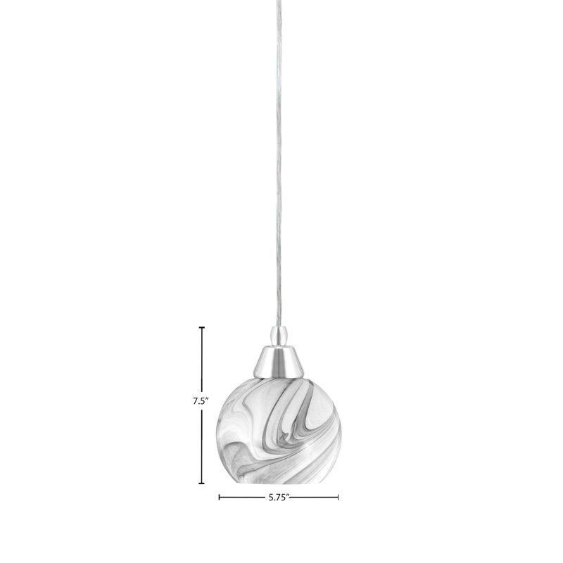 Mini-luminaire suspendu à n'importe quel cordon avec verre tourbillon onyx de 5,75 po, Chrome