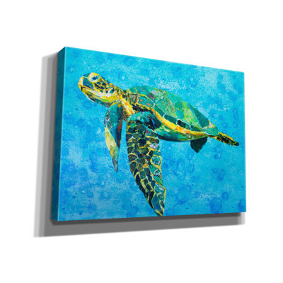 "Tahlequah", tortue de mer flottante sur toile par St. Hilaire Elizabeth, reproduction