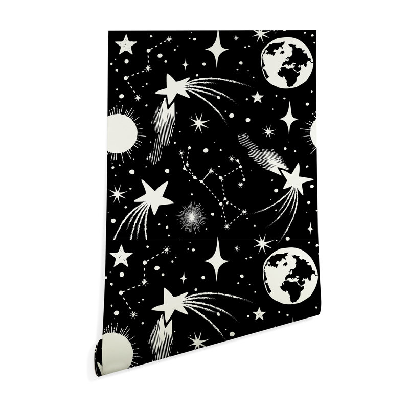 Panneau de papier peint adhésif avec système solaire heather dutton mat, L 10 po x l 24 po