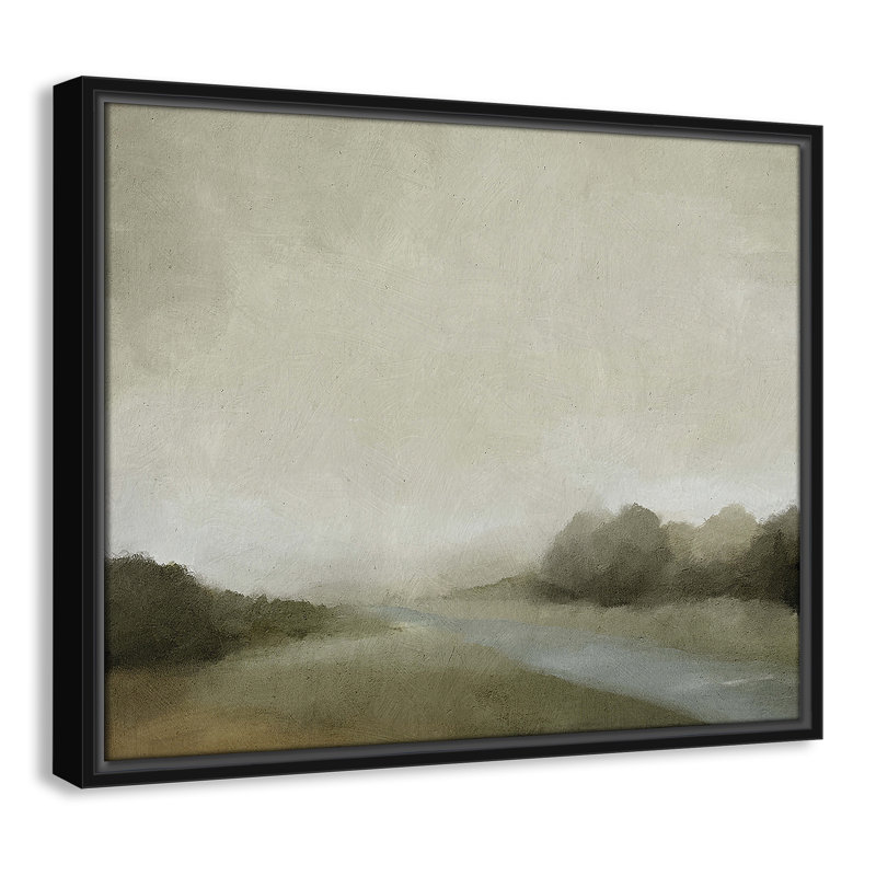 Peinture à l'aquarelle sur cadre flottant Vanora "Lovers Creek", H 17,5 po x l 21,5 po, Noir
