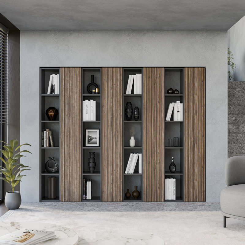 Oslo 182cm H x 224cm W Library Bookcase, Brown