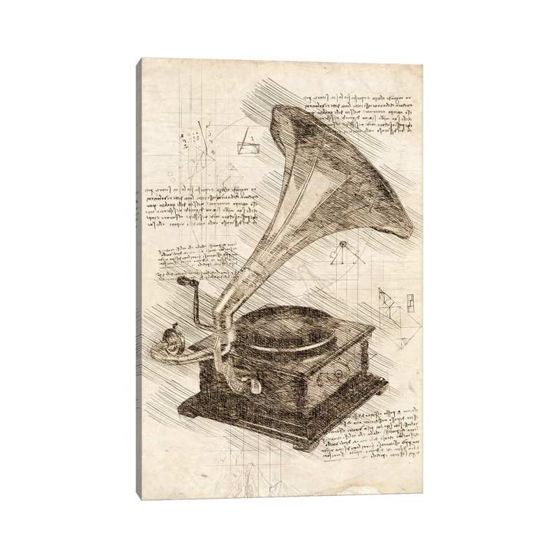 Gramophone 1 Piece Wrapped Canvas Wall Art, 101.6 cm H x 66.04 cm W