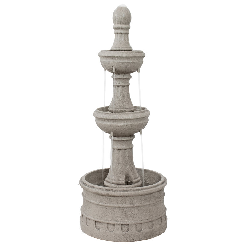 Cyprus Traditional Polyresin 3-Tier Outdoor Water Fountain - Brown, Brown