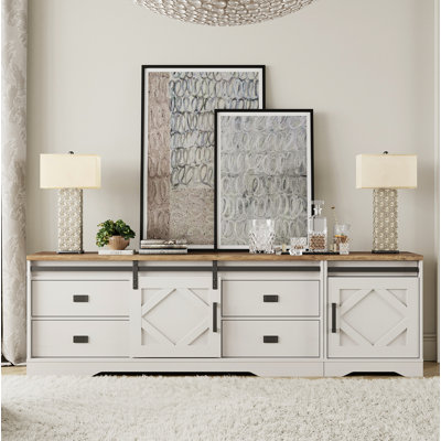 Laziza Kronberg 2 in 1 Modern Farmhouse TV Stand for up to 85" TVs,Wood Entertainment Center with Drawers and Cabinet for Living Room