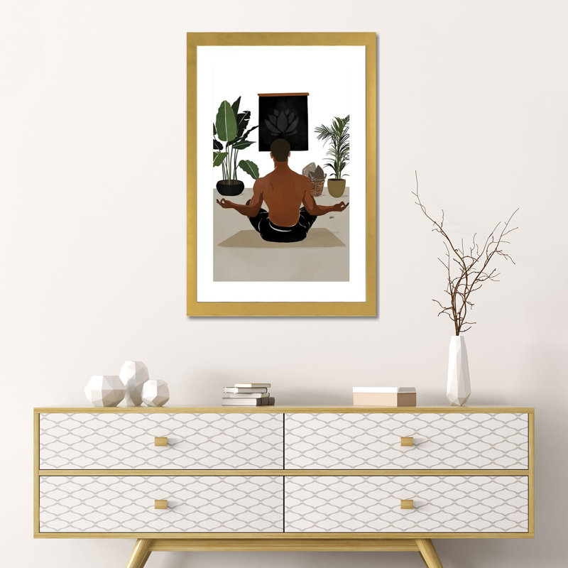 « Focus » par Bria Nicole-impression d’art graphique, Blanc, H 24 po x l 16 po x P 1 po, Papier encadré doré