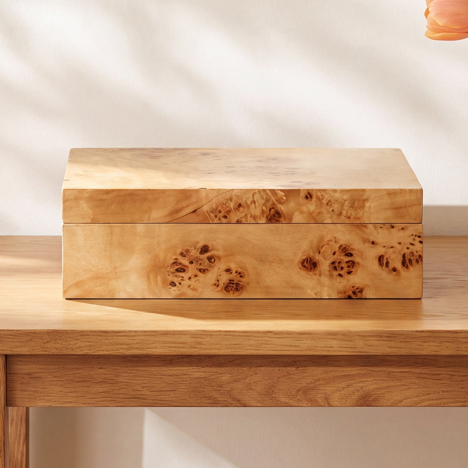 Niara Burl Wood Decorative Box, 2.5" H x 7.75" W x 5.25" D