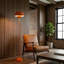 Lampe sur pied industrielle avec abat-jour industriel en métal orange pastel-238783775