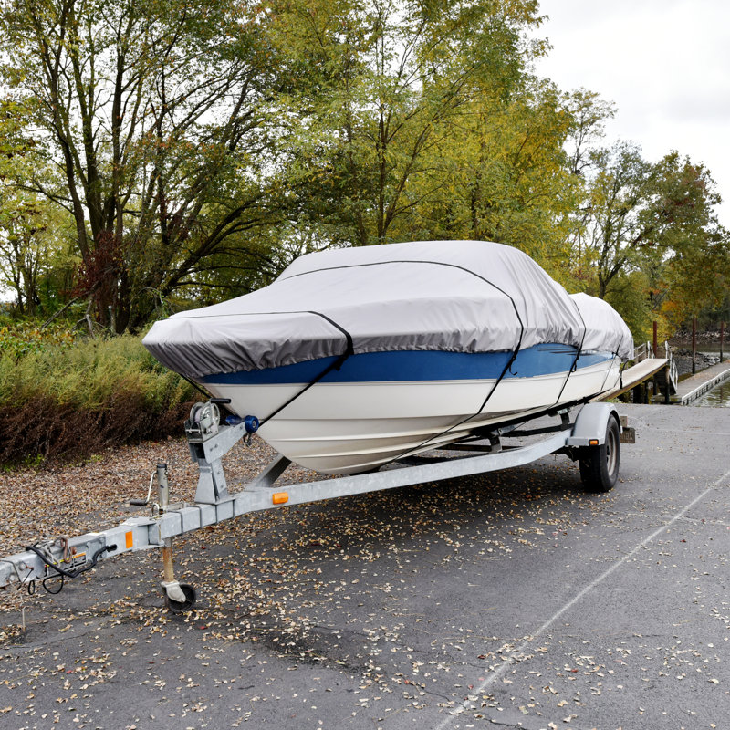 Budge Sporstman 600 Denier Jusqu'à 22 pi Housse de bateau longue (largeur de poutre jusqu'à 106 po) grise, 106" W x 264" D