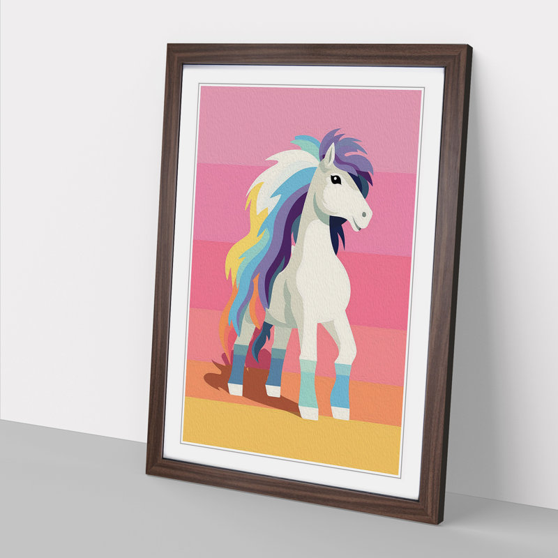 Pony Minimalism No.2 - Single Picture Frame Print on Wood, 64cm H x 46cm W x 2cm D, Walnut Framed