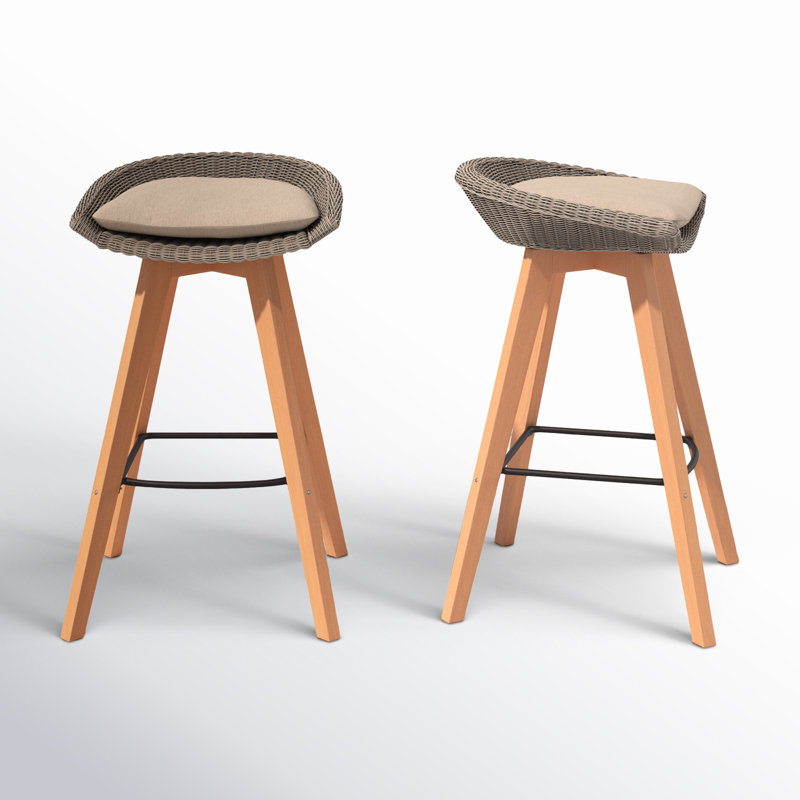 Leandra Outdoor Teak Bar Stool